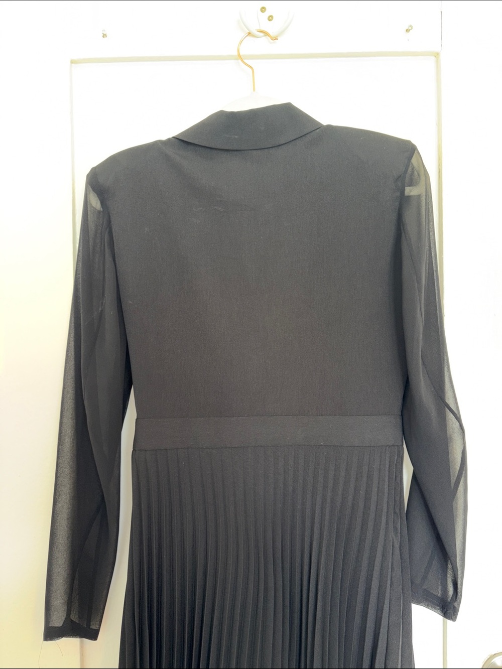Sandro Dual-material long-sleeved dress US 6 - Picture 10 of 13